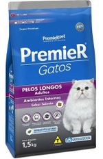 Ração Premier Pet Gatos Ambientes Internos Pelos Longos Adultos Salmão 1.5 Kg