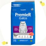 Ração Premier Pet Gatos Ambientes Internos Pelos Longos Adultos Salmão 1.5 Kg