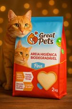 Areia Biodegradável De Milho E Mandioca Fina Great Pets 2kg