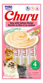 Kit 6 Unidades Gatos Churu Atum E Salmão 14g X 4 = 56g (24 Saches) Petisco Alimento Úmido