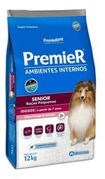 Ração Seco Premier Ambientes Internos Cão Senior Pequena Frango Salmão 12kg