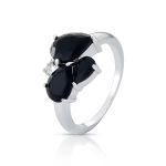ANEL DE PRATA CRISTAL GOTAS 6 PEDRAS