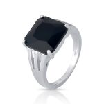 ANEL DE PRATA CRISTAL QUADRADO 1 ONIX