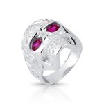 ANEL DE PRATA MASCULINO CAVEIRA 26 X 10 MM COM 2 NANO RUBIS CRAVEJADOS 21701