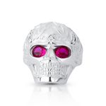 ANEL DE PRATA MASCULINO CAVEIRA 26 X 10 MM COM 2 NANO RUBIS CRAVEJADOS 21701