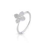 ANEL DE PRATA PAVE FLOR COM 16 ZIRCONES CRAVEJADOS 22110