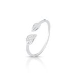 ANEL DE PRATA PAVE FOLHAS COM 11 ZIRCONES CRAVEJADOS 20908