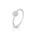 ANEL DE PRATA PAVE MEIA BOLA COM 35 ZIRCONES CRAVEJADOS 21582