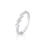 ANEL DE PRATA PAVE REGULAVEL ZIG ZAG COM 10 ZIRCONES CRAVEJADOS 21454