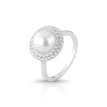 ANEL DE PRATA REDONDO COM PAVE PÉROLA SHELL DE 8.0 MM COM 47 ZIRCONES CRAVEJADOS 21723