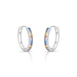 ARGOLA DE PRATA BAGUETES COM 18 ZIRCONES CRAVEJADOS 22055