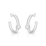 ARGOLA DE PRATA BAGUETES DIAMETRO 2.8CM E 52 ZIRCONES CRAVEJADOS 21838