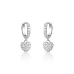 ARGOLA DE PRATA CORAÇÃO PENDURADO ALTURA 1.9 CM E 74 ZIRCONES CRAVEJADOS 21829