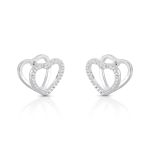 ARGOLA DE PRATA CORAÇÃO VAZADO COM 62 ZIRCONES CRAVEJADOS MODELO DOUBLE FACE 2 X 1 20766