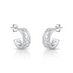 ARGOLA DE PRATA CORAÇÕES VAZADOS DIAMETRO 1.4CM E 120 ZIRCONES CRAVEJADOS 21837