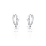 ARGOLA DE PRATA ESTRELAS PENDURADAS COM 12 ZIRCONES CRAVEJADOS 21441