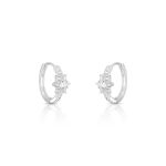 ARGOLA DE PRATA FLOR COM 12 ZIRCONES CRAVEJADOS 20958