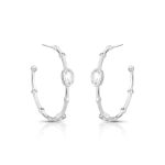 ARGOLA DE PRATA FORMAS GEOMETRICAS COM 14 ZIRCONES CRAVEJADOS 19496