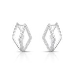 ARGOLA DE PRATA LOSANGOS COM 66 ZIRCONES CRAVEJADOS MODELO DOUBLE FACE 2 X 1 20765
