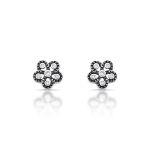 BRINCO DE PRATA BALI FLOR COM 12 ZIRCONES CRAVEJADOS 21123