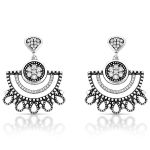 BRINCO DE PRATA BALI LEQUE COM 76 ZIRCONES CRAVEJADOS 21118
