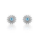 BRINCO DE PRATA BALI OLHO GREGO COM 30 ZIRCONES CRAVEJADOS PEDRA PRINCIPAL MADRE PÉROLA 4.00 MM 21079