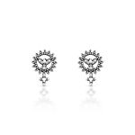 BRINCO DE PRATA BALI POMBA COM 10 ZIRCONES CRAVEJADOS 21045