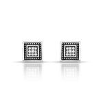BRINCO DE PRATA BALI QUARADO COM 18 ZIRCONES CRAVEJADOS 21120
