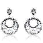 BRINCO DE PRATA BALI REDONDO COM FLORES COM 140 ZIRCONES CRAVEJADOS 21074