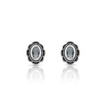 BRINCO DE PRATA BALI SOLITÁRIO CRISTAL 4 X6 MM 21084
