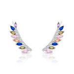 BRINCO DE PRATA CRISTAL FOLHAS 46 ZIRCONES