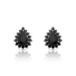 BRINCO DE PRATA CRISTAL GOTA 30 ONIX