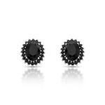 BRINCO DE PRATA CRISTAL OVAL 50 ONIX