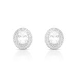 BRINCO DE PRATA CRISTAL OVAL COM 110 ZIRCONES CRAVEJADOS