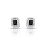 BRINCO DE PRATA CRISTAL RETANGULO 42 PEDRAS