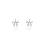 BRINCO DE PRATA DELUXE FLOR COM 22 ZIRCONES CRAVEJADOS 22058