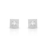 BRINCO DE PRATA DELUXE QUADRADO COM 66 ZIRCONES CRAVEJADOS PEDRAS PRINCIPAIS 3 MM 21470