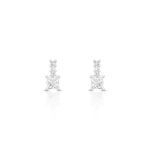 BRINCO DE PRATA DELUXE QUADRADO COM 8 ZIRCONES CRAVEJADOS PEDRA PRINCIPAL 4 X 4 MM 21468