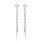 BRINCO DE PRATA DELUXE REDONDO COM 42 ZIRCONES DE 1,5 MM E RUBI CENTRAL DE 5 MM CRAVEJADOS E COMPRIMENTO 4 CM 22001