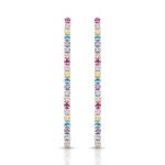 BRINCO DE PRATA DELUXE RIVIEIRA COM 34 ZIRCONES QUADRADOS DE 2 MM CRAVEJADOS E COMPRIMENTO DE 4 CM 22027