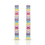 BRINCO DE PRATA DELUXE RIVIEIRA COM 34 ZIRCONES RETANGULARES DE 2 X 4 MM CRAVEJADOS E COMPRIMENTO DE 4 CM 22022