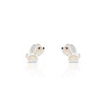 BRINCO DE PRATA ESMALTADO À MÃO COM CACHORRO INFANTIL 6 ZIRCONES CRAVEJADOS 21206