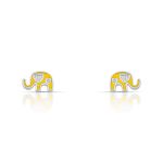 BRINCO DE PRATA ESMALTADO À MÃO COM ELEFANTE INFANTIL 8 ZIRCONES CRAVEJADOS 21216