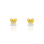 BRINCO DE PRATA ESMALTADO À MÃO COM URSO INFANTIL 4 ZIRCONES CRAVEJADOS 21207