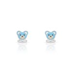 BRINCO DE PRATA ESMALTADO À MÃO COM URSO INFANTIL 4 ZIRCONES CRAVEJADOS 21207