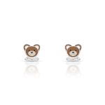 BRINCO DE PRATA ESMALTADO À MÃO COM URSO INFANTIL 4 ZIRCONES CRAVEJADOS 21207
