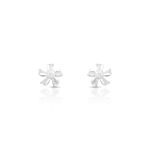 BRINCO DE PRATA FLOR PÉROLA SHELL DE 2.5 MM COM 12 ZIRCONES CRAVEJADOS 21736