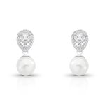 BRINCO DE PRATA GOTA PÉROLA SHELL DE 9.0 MM COM 58 ZIRCONES CRAVEJADOS 21726