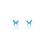 BRINCO DE PRATA INFANTIL BORBOLETA ESMALTADO À MÃO LISO 18763