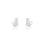 BRINCO DE PRATA INFANTIL COM GATO 54 ZIRCONES CRAVEJADOS 21221